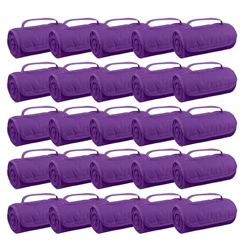 Photo 1 of Gifts by Design 25 Ct of Roll-up Blankets for Camping, Travel, Outdoors, Beach, Picnics – Purple – Hook + Loop Closure for Easy Use in Cars & on A
