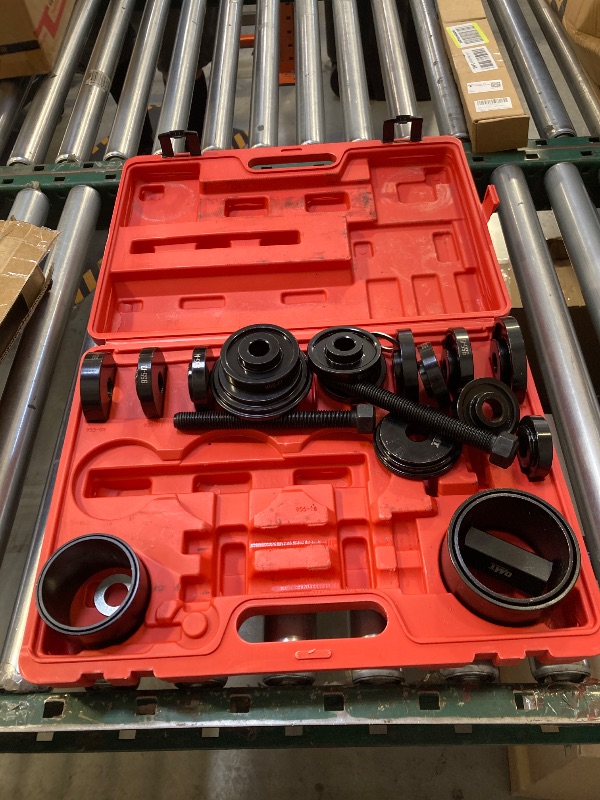 Photo 1 of Orion Motor Tech Wheel Bearing Press Kit for Front Wheel Drive Bearing Removal & Installation, 24pc Wheel Bearing Puller Tool Set with Sliding Screws Universal Bushings Sleeves Storage Case
