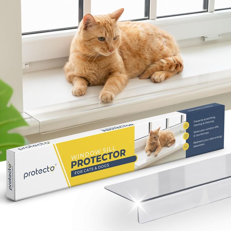 Photo 1 of PROTECTO Window Sill Protector from Dogs - 29.5 x 5.1 Clear Window Guards from Cats Scratching, Chewing & Clawing | Keep Your Sills Smooth & Paws Safe | Ultra Strong Window Sill Cover Protection
