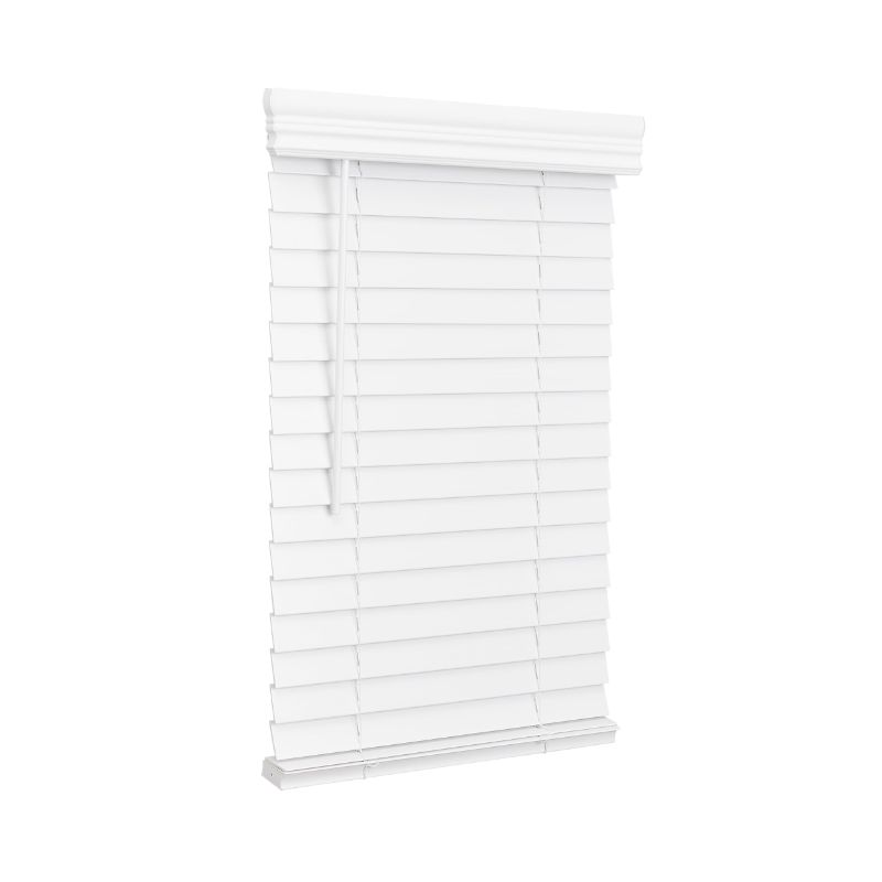 Photo 1 of Lotus & Windoware Cordless 2 Faux Wood Room Darkening Horizontal Blind 26 W X 72 L Bright White Embossed
