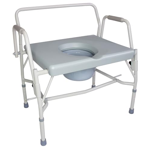 Photo 1 of DMI Drop Arm Portable Toilet Commode, Extra-Wide Seat, 500 Pound Weight Capacity, Bucket with Lid Included, Adjustable Legs, Elderly Assistance Product

