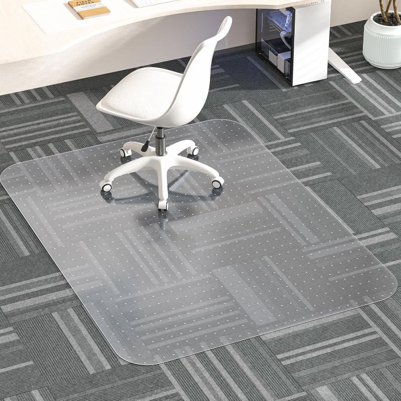 Photo 1 of Office Chair Mat for Carpet, Desk Chair Mat for Carpet Floors, Clear and Thick Rolling Computer Chair Mats with Non-Slip Studded for Home and Office Low Pile Carpets
