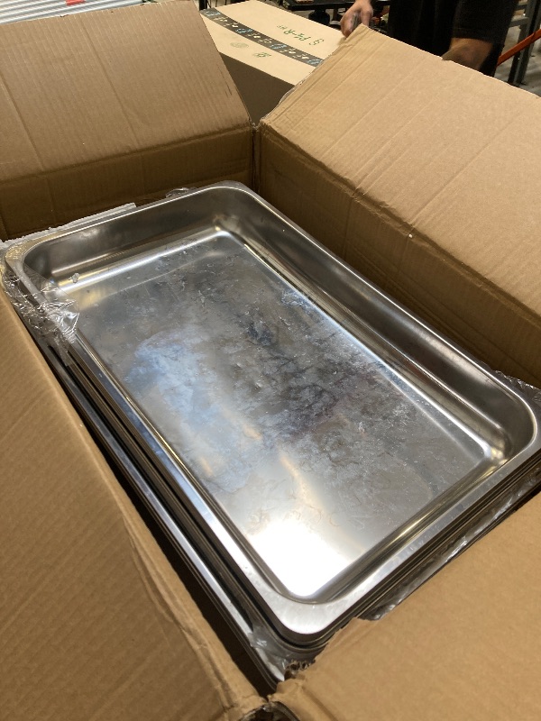 Photo 1 of Chafing Dishes for Buffet 4 Pack, [Ultrasonic Mirror Polishing] Chafing Dish Buffet Set 9QT, [Rolled Edge Finger Protection] Buffet Servers and Warmers for Any Party, Wedding, Birthday and Hotel
