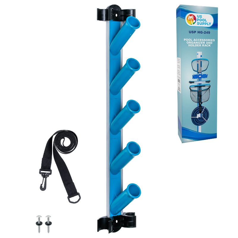 Photo 1 of U.S. Pool Supply Pool Cleaning Accessory Organizer and Holder Rack - Store Poles Brushes Nets Vacuums - Caddy Hanger for Swimming Pool Spa Attachme
