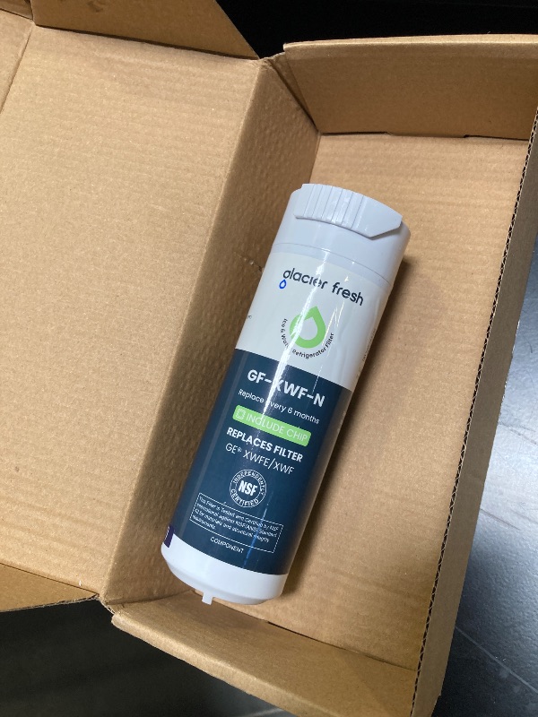Photo 1 of GLACIER FRESH Water Filter Compatible with XWFE (Built-in CHIP), Replacement for GE XWFE, XWF Refrigerator Water Filter NSF/ANSI 42 Certification Pack of 1