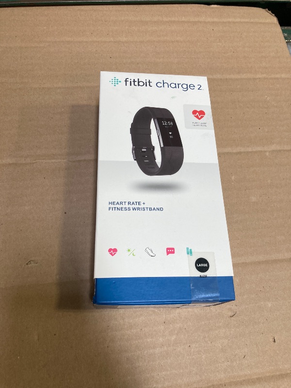 Photo 1 of Fitbit Charge 2 Heart Rate + Fitness Wristband, Black, Large (US Version), 1 Count