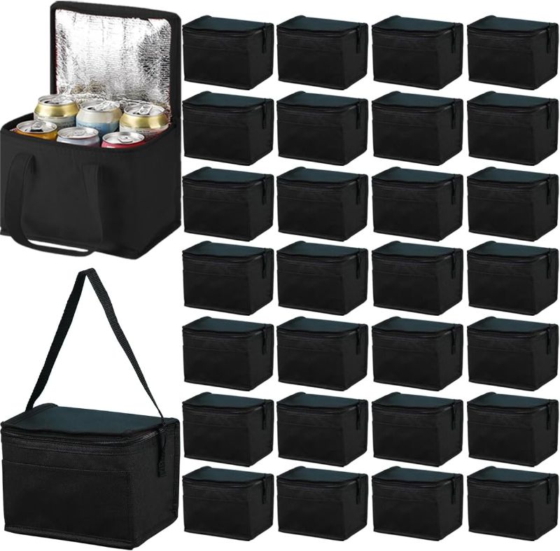 Photo 1 of Insulated Lunch Bag, 40 Pack Reusable Cooler Bags Set, Leakproof Lunch Boxes with Zippered Top for Women Men Office Work (Black)