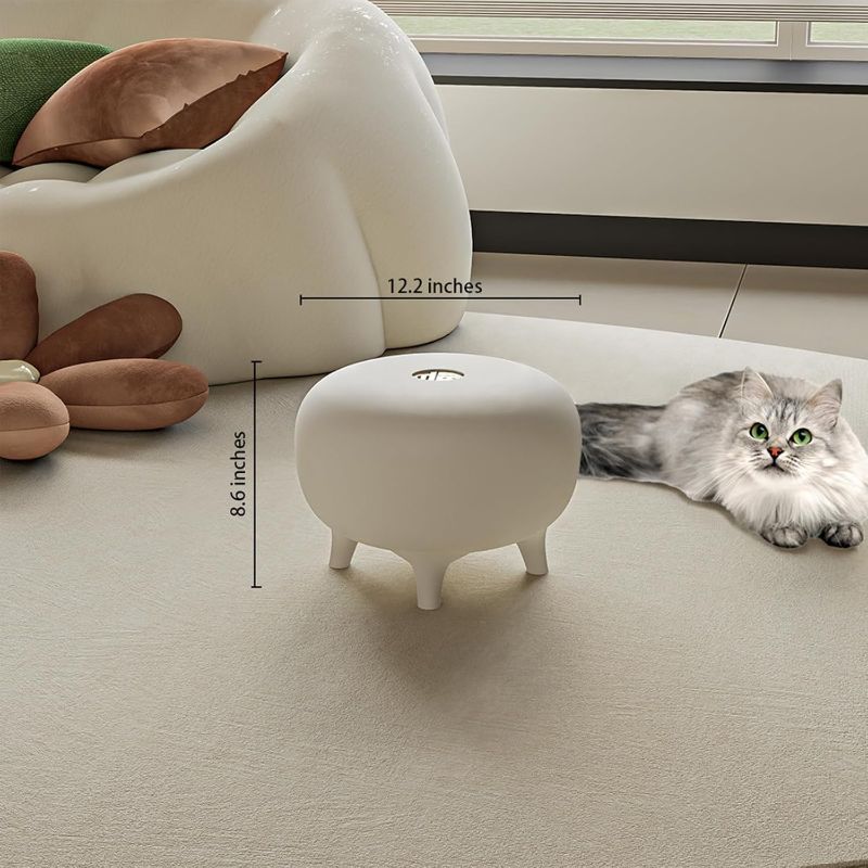 Photo 1 of Small Fiberglass Footstool: Cute Round Step Stool, Durable Fiber Glass Step Stool, Lightweight & Modern Footrest for Living Room, Kids Room, Home Decor (White)
