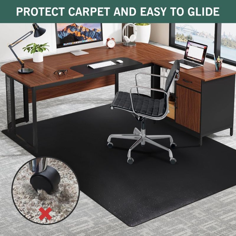 Photo 1 of Large Office Chair Mat for Carpet, 46"x 60" Anti-Slip Waterproof Desk Chair Mat for Rolling Chairs, Heavy Duty Vinyl Computer Floor Protector, Easy Glide Floor Mat for Work, Home Office, Gaming
