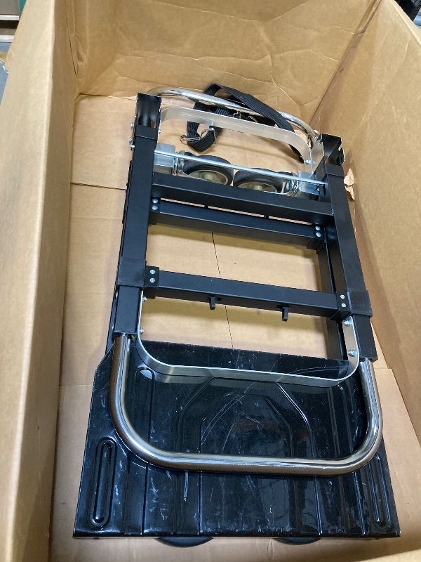 Photo 1 of Upgraded 3 in 1 Folding Hand Truck, 600lbs Capacity, Heavy Duty Convertible Dolly with Retractable Handle and 4 Rubber Wheels, Collapsible Cart for Moving Home, Office, Warehouse (Black)
