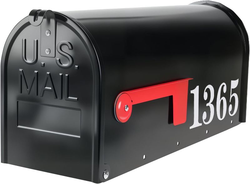 Photo 1 of Metal Post Mount Mailboxes for Outside,Galvanized Steel,Waterproof,Medium Capacity,Red Flag Indicated,Modern Style,Mail Boxes for House Outside/Residential,Black,18.8 x 9 x 6.7 inches
