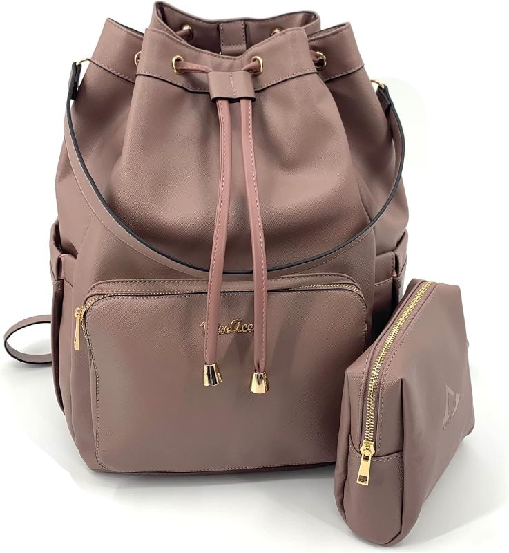 Photo 1 of niceaces- DARA Designer Tennis Bag, Made of Saffiano Vegan leather, Fits Tennis Racquets or Pickleball paddles in Interior Pockets, Comes with a Small Clutch bag, Spacious ShoulderBag/Backpack
