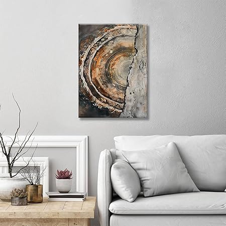 Photo 1 of Framed Tree Ring Canvas Wall Art Vintage Colorful Wood Stump Painting Prints Modern Minimalist Pictures Neutral Nature Rustic Farmhouse Decor Living Room Bedroom Bathroom Office