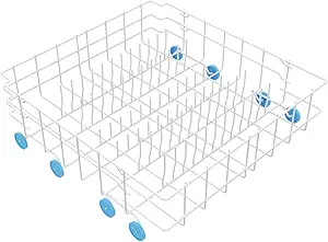 Photo 1 of UPGRADED 808602302 5304535768 Dishwasher Lower Rack Replacement Compatible with Frigidaire, Kenmore Dishwasher Bottom Rack with 154174501 Blue Wheels Replace 154432602 154432601 Dishwasher Rack Parts