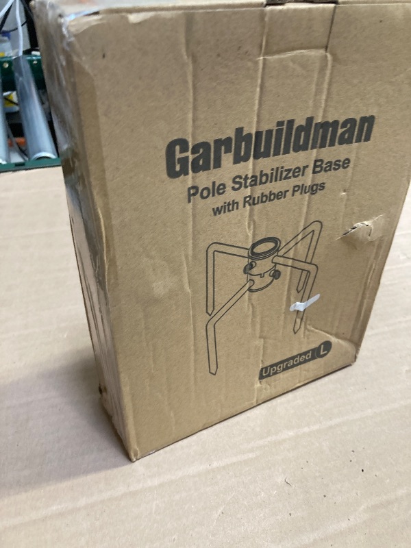 Photo 1 of Garbuildman Pole Stabilizer Stand Applies to 1.41"/1.81”/2.12” Poles, Outdoor Bird Feeder Pole Base with 2 Adjustable Adapters, In-Ground Umbrella Stand Anchor Support, Black, 1 Pack