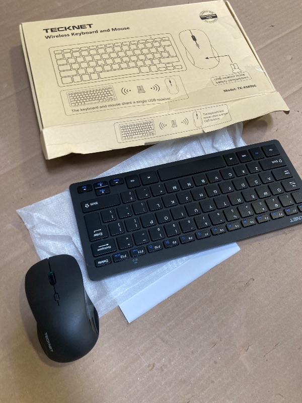 Photo 1 of TECKNET Wireless Keyboard and Mouse Combo, Mini Cordless Computer Keyboard and Mouse Set 2.4GHz, Silent Adjustable 1600 DPI, Quiet Click, Lag-Free for Computer, Laptop, PC, Windows, Mac, Chrome OS