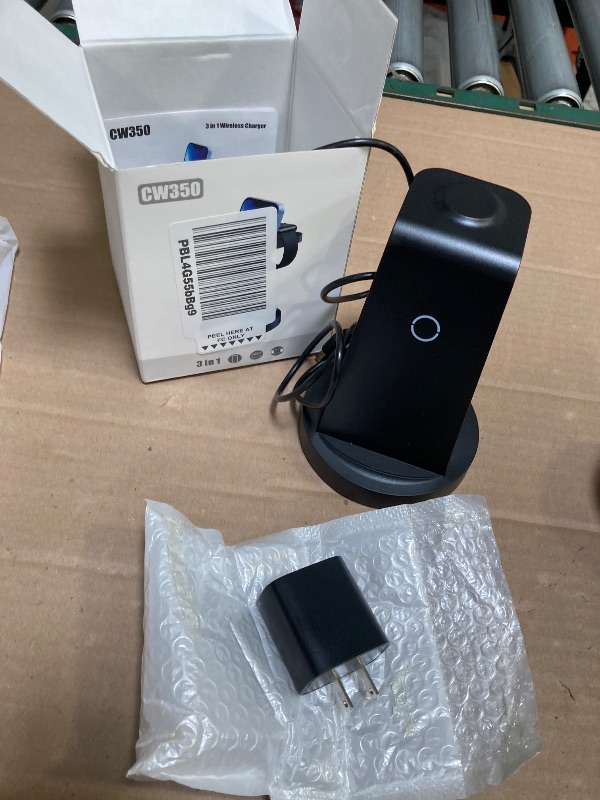 Photo 1 of 3 in 1 Charging Station for iPhone, Wireless Charger for iPhone 16e 16 15 14 13 12 11 X Pro Max & Apple Watch - Wireless Charging Station for AirPods 4 3 Pro