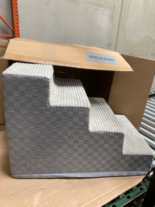 Photo 1 of Vfrog Dog Stairs for Small Dogs,17.5" H,4-Step Dog Steps for Bed and Couch with High Density Foam,Non-Slip Pet Steps for Doggy and Cat,Pet Stairs with a Washable Cover,Grey