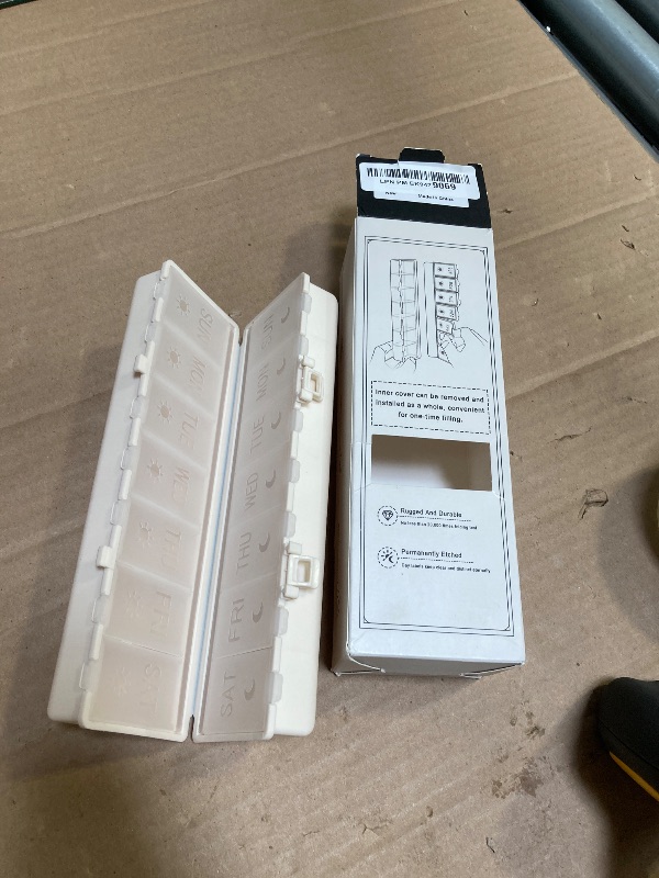 Photo 1 of Foldable Pill Organizer 2 Times a Day w/Etched Labels -Dual Protection & Portable Weekly AM PM Pill Box, 7 Day Medicine Container, Large Travel Pill Case for Week Daily Supplement Vitamin - Khaki