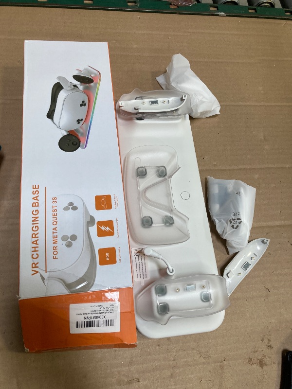Photo 1 of Charging Dock for Meta Quest 3S/Quest 3, Kinwin PD 18W Fast Charging Station for Oculus 3S Accessories with RGB Light, Magnetic Charger Stand for Headset/Controller with 2 Rechargeable Batteries