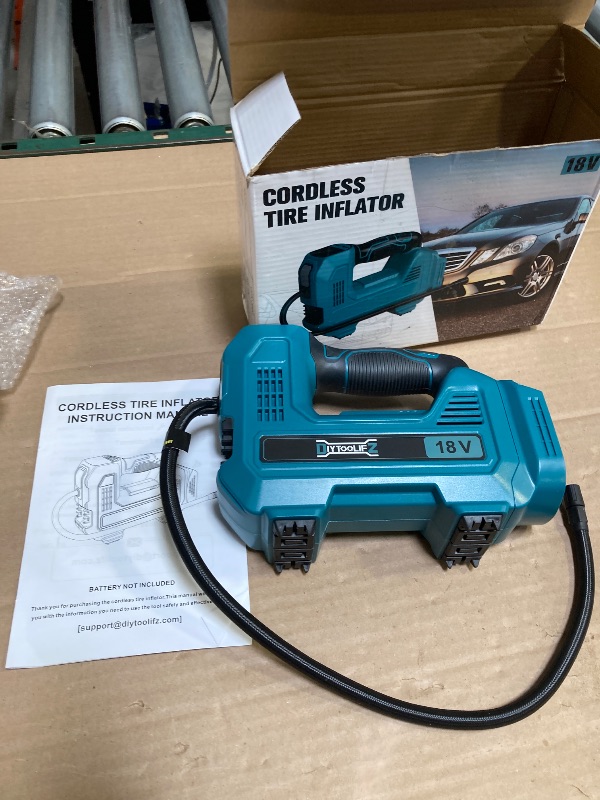 Photo 1 of DIYtoolifz 160PSI Cordless Tire Inflator Compatible with Makita 18V Air Compressor, Portable Air Pump Automatic Shut Off, LED Light, Digital Pressure Gauge for Cars Motorcycles Bike Ball(Bare Tool)