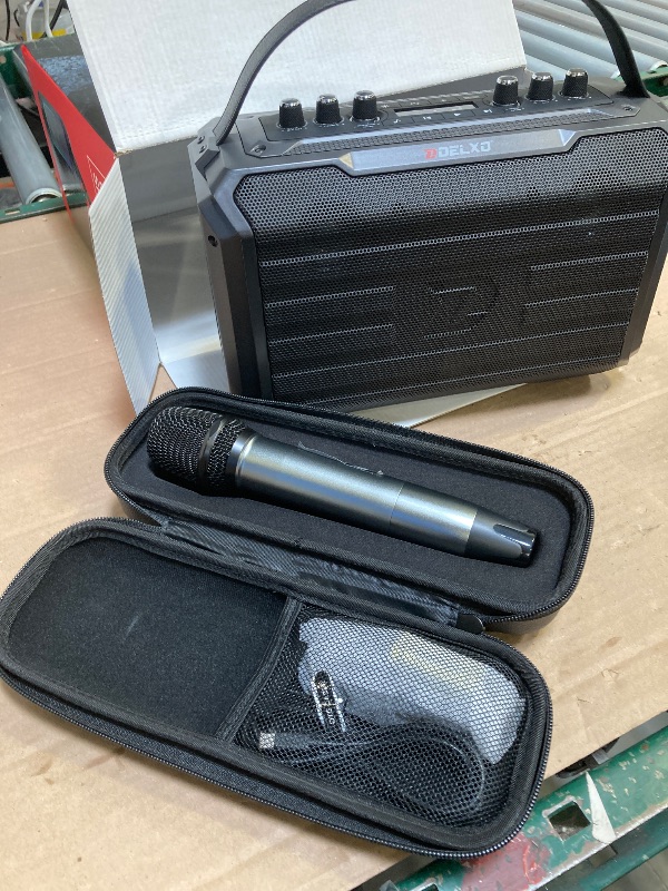 Photo 1 of Delxo Professional Bluetooth Karaoke Machine Speaker with Wireless Microphone for Adults, 120W Powerful Stereo Sound and Monstrous Bass Custom EQ Speaker, PA System with Remote Control Speaker, Gift