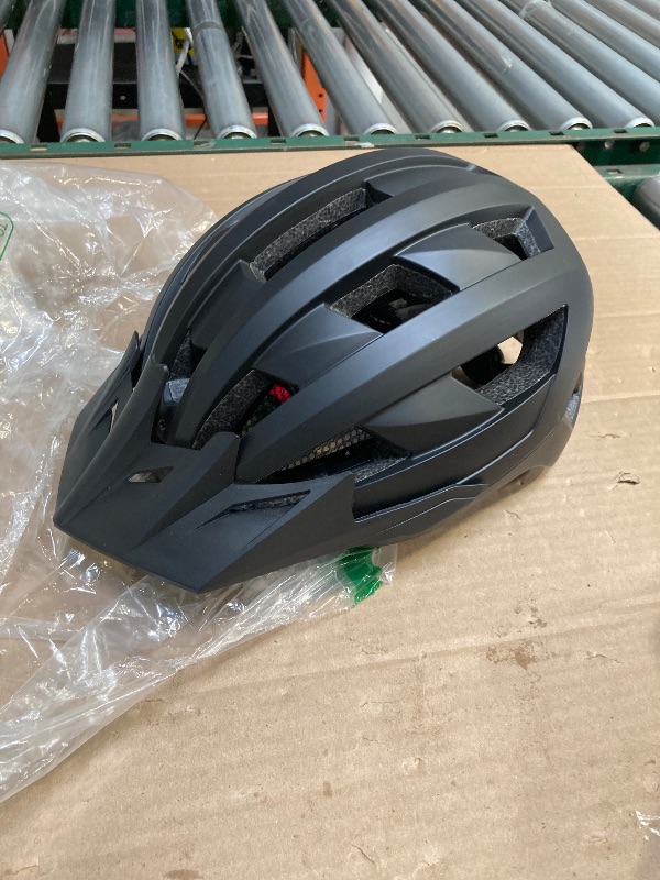 Photo 1 of FUNWICT Adult Bike Helmet with Visor and Goggles for Men Women Mountain Road Bicycle Helmet Rechargeable Rear Light Cycling Helmet (M: 54-58 cm (21.3-22.8 inches), Black)