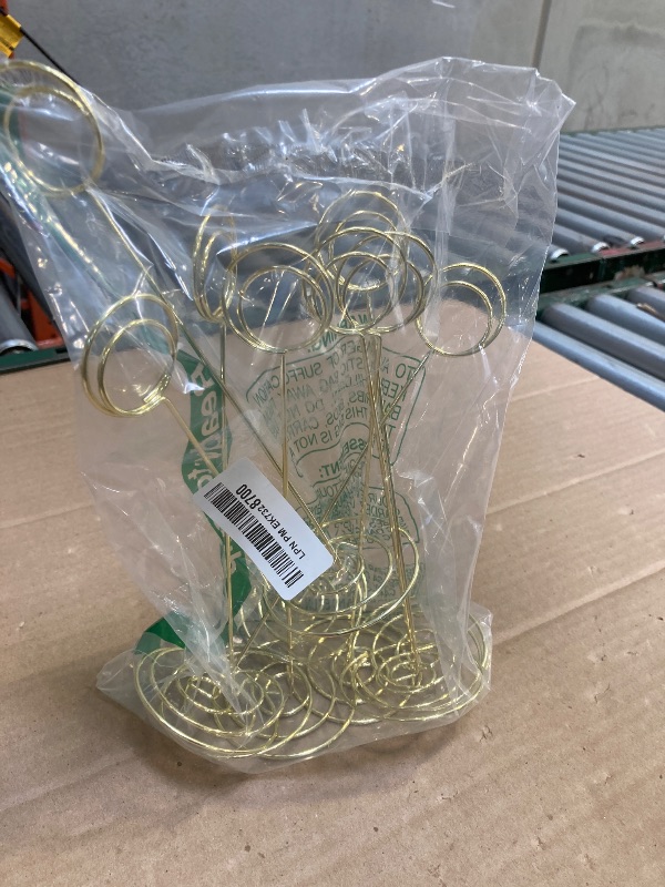 Photo 1 of Radezon 10 Pack 8.75 inch Tall Table Number Holders Place Card Holder Table Picture Holder Wire Photo Holder Clips Picture Memo Note Photo Stand (Gold)