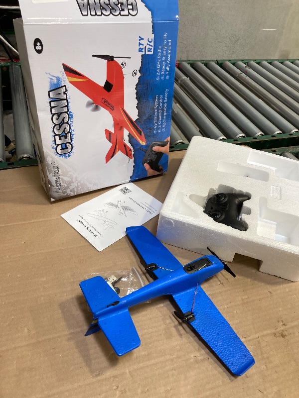 Photo 1 of HAWK'S WORK 2 Channel RC Airplane, Ready to Fly, 2.4GHz Remote Control Plane, Easy to Fly Glider for Kids & Beginners (Blue)