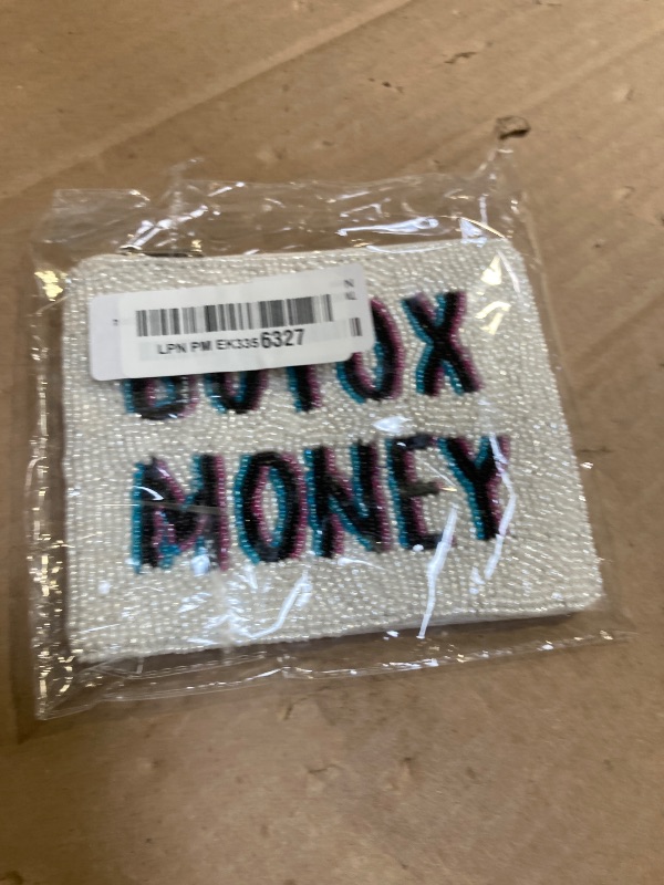 Photo 1 of TWINE AND LOVE Botox Money Bead Coin Purse, Beaded Coin Pouch, Small Wallets for Her, Birthday Gifts, Cute Pouch Purse, Beaded Purse, white, CP0494