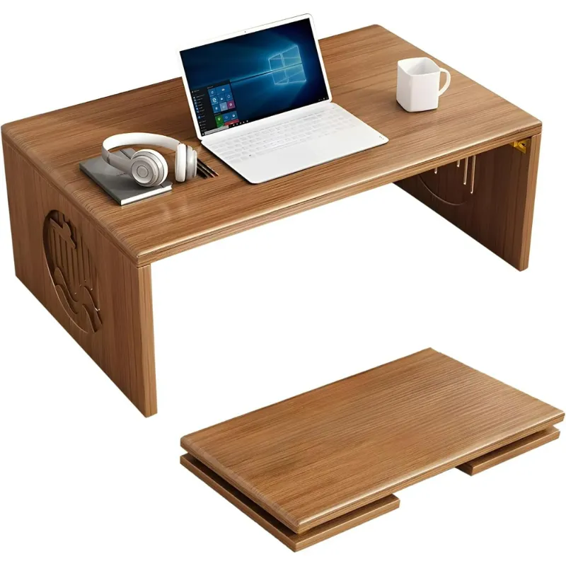 Photo 1 of Japanese Floor Coffee Table,Bamboo Folding Low Table, Meditation Tea Table,Portable Rectangle Table,Wood Sitting Tables for Living Room,Tatami Bay Window,Home Office (Walnut, 31.5*19.7*11.8in)