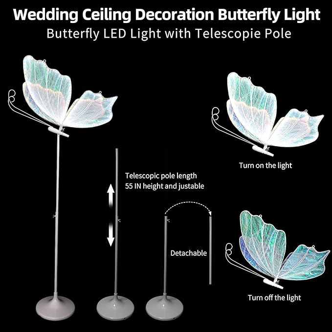 Photo 1 of  1 Pcs Wedding Butterfly Floor Lamp Creative Butterfly Ceiling Lights Decoration Creative Floor Standing Lamp Hanging Props for Wedding Receptions and Birthdays