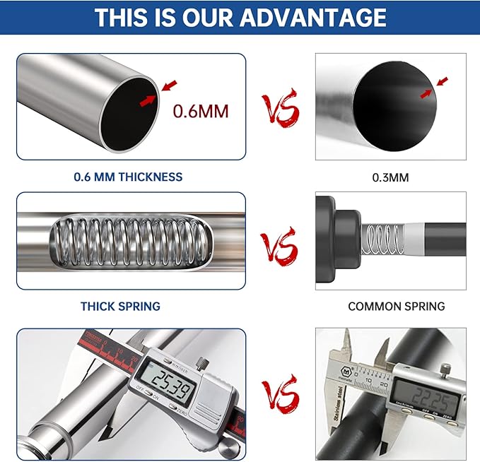 Photo 1 of BRIOFOX Industrial Shower Curtain Rod - Never Rust Non-Slip 43-72 Inch 304 Stainless Steel, Brushed Nickel