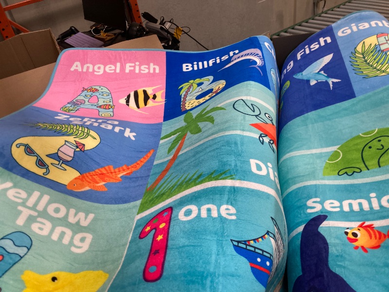 Photo 1 of Rug ABC Kids Rug for Playroom 78.7x118inch Ocean Rug Baby Play Mat Alphabet Mat Sea Animal Numbers Shape