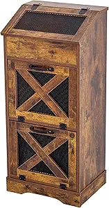 Photo 1 of Potato Storage Bin Wooden Bread Box, Mid Century Modern Vegetable Storage Box with Lid, Farmhouse Potato and Onion Storage Cabinet for Kitchen