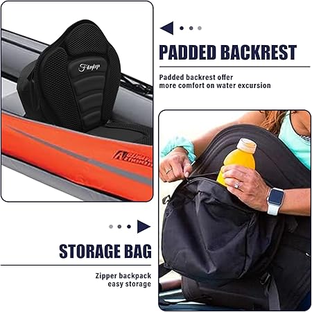 Photo 1 of Thickened Kayak Seats - Premium Shockproof Seats with Back Support for Kayaking, Canoeing, Fishing, Paddle Boarding - Comfort, Versatility and Extra Storage (Thickened Black)