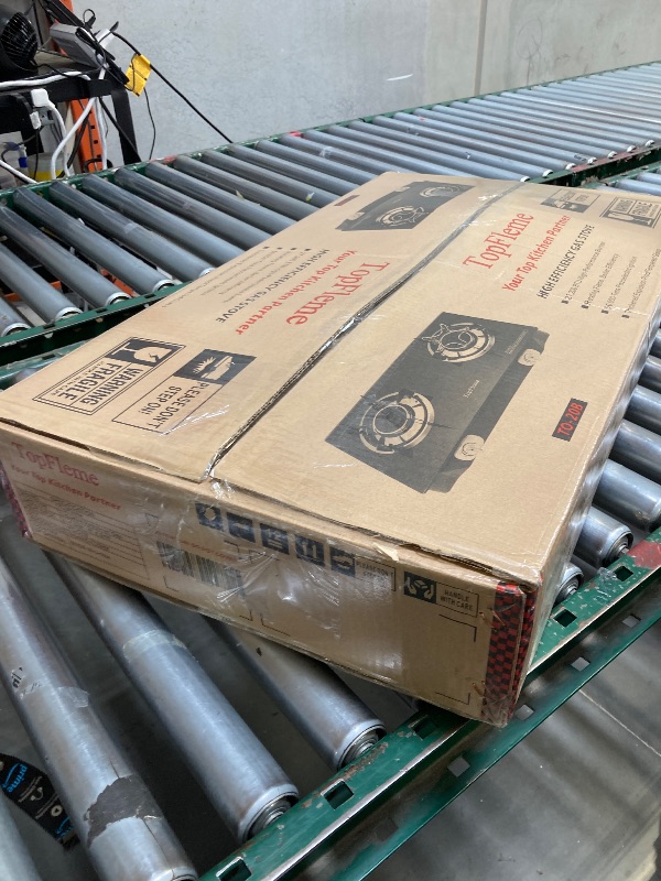 Photo 1 of 2 Burner Propane Stove 27,200 BTU High-Efficiency Tempered Glass Auto-Ignition Gas Burner Stove Top with CSA Hose for Outdoor RV Camping Emergency Cooking