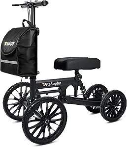 Photo 1 of All Terrain Knee Scooter with Disc Brake System, Steerable Knee Walker for Adults for Foot Surgery, Broken Ankle - Rover Scooter for Broken Foot Injured Leg Crutch (Black)