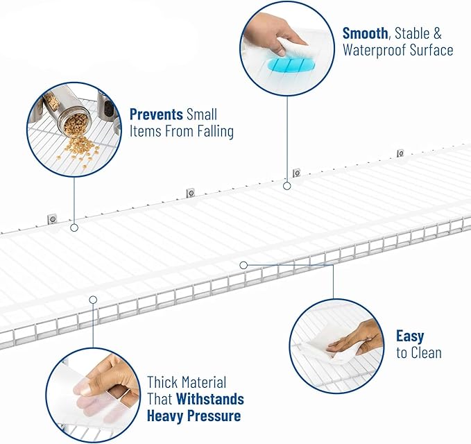 Photo 1 of Sterling Shelf Liners Wire Shelf Liner - Flat Packed - for Closets, Pantry and More - Plastic Closet Liner for Shelves - Easy to Trim - Wire Rack Cover - Closet Shelf Liner - Clear, 12x48 Inch 