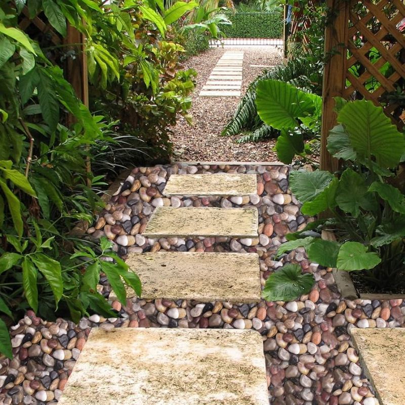 Photo 1 of Pulovin 30 lbs River Rocks for Plants, 1-1/2 inch Decorative Garden Rocks Outdoor Landscaping
