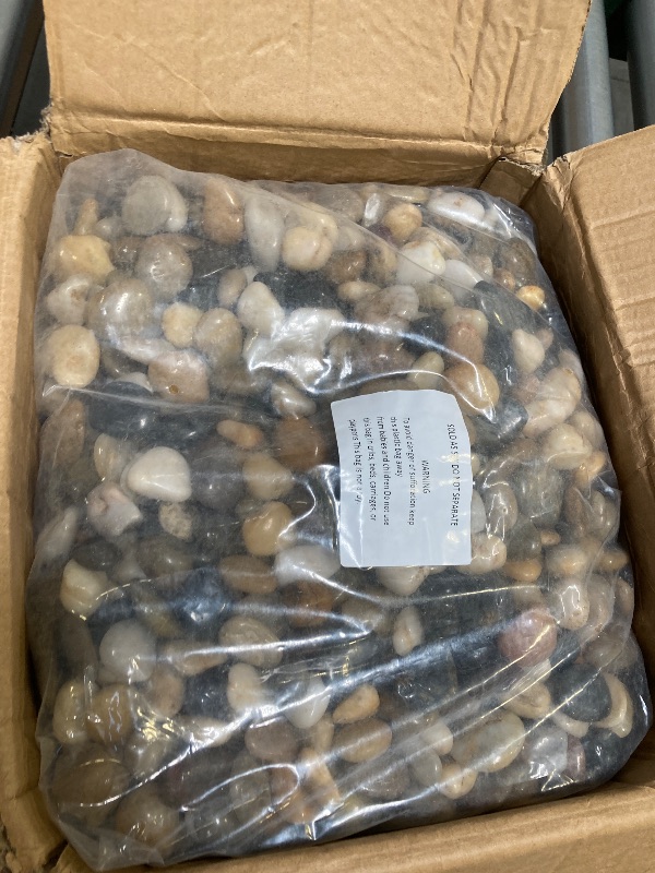 Photo 1 of Pulovin 30 lbs River Rocks for Plants, 1-1/2 inch Decorative Garden Rocks Outdoor Landscaping