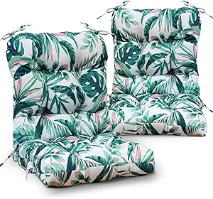 Photo 1 of EAGLE PEAK Tufted Outdoor/Indoor Seat/Back Chair Cushions, Set of 2, 42'' x 21'', Tropic Green