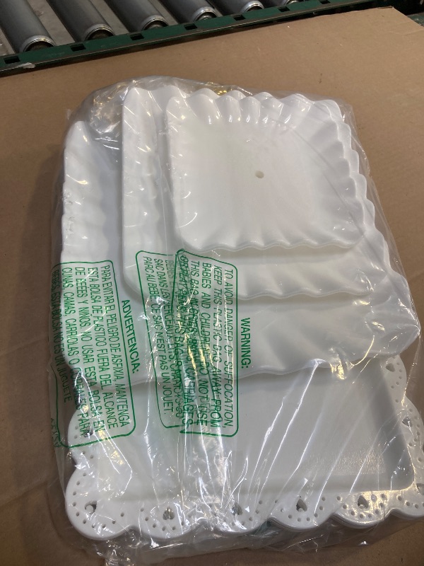 Photo 1 of 5 Pcs Cupcake Stand Set-Dessert Table Display Set with 2xlarge 3-Tier Cupcake Stands + 3X Appetizer Trays Perfect (Wave)