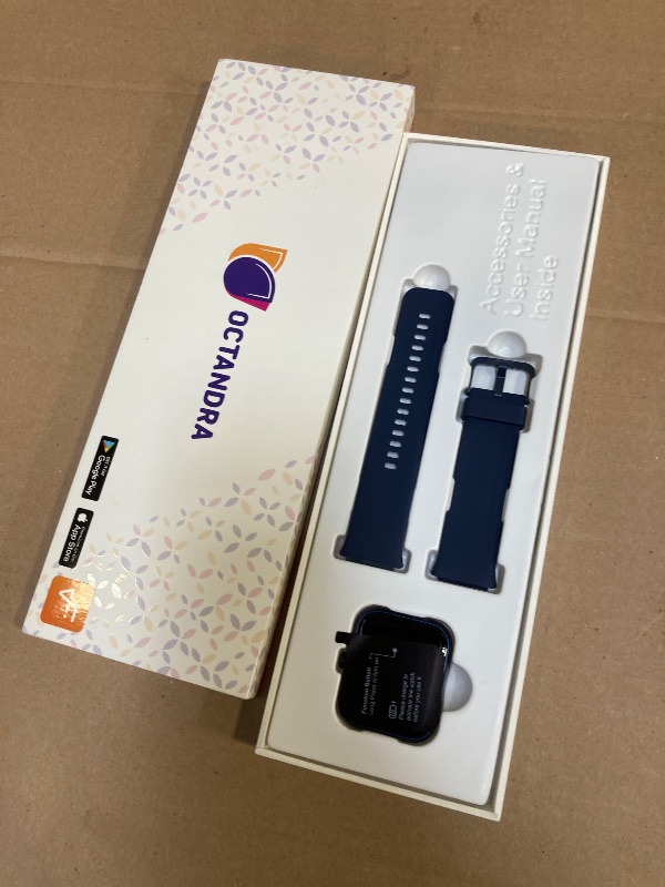 Photo 1 of OCTANDRA Go VeryFit 1.69" Smart Watch - Heart Rate Blood Oxygen Saturation Sleep Monitor - Step Counter Pedometer - 5ATM Exercise Activity Fitness Tracker Watches for Men Women (ID207) (Blue)