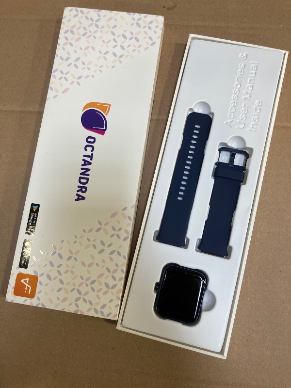 Photo 1 of OCTANDRA Go VeryFit 1.69" Smart Watch - Heart Rate Blood Oxygen Saturation Sleep Monitor - Step Counter Pedometer - 5ATM Exercise Activity Fitness Tracker Watches for Men Women (ID207) (Blue)