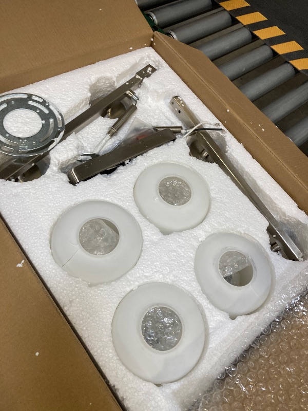 Photo 1 of FonmYim Brushed Nickel Bathroom Light Fixtures, 4-Light Modern Vanity Light Over Mirror, Wall Sconces with Milky White Frosted Glass Shades, E26 Socket (Bulbs Not Included)