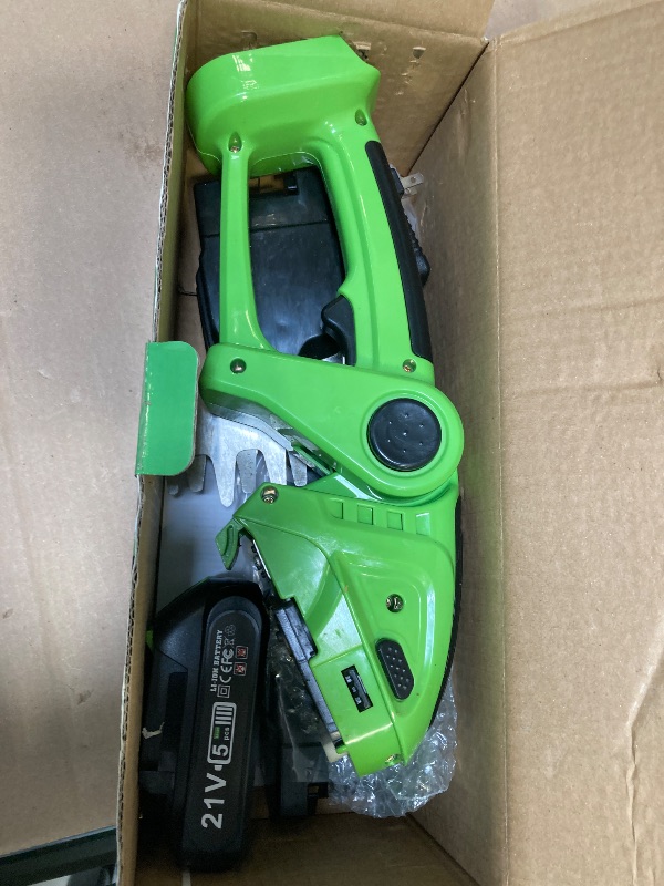 Photo 1 of SOYUS Cordless Grass Shear, 2-in-1 Handheld Hedge Trimmers, 21V Electric Grass Trimmer & Shrubbery Trimmer, Battery Operated Hedge Trimmer for Garden/Lawn with Battery and Charger
