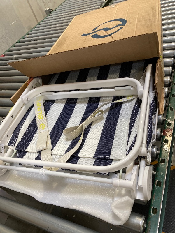 Photo 1 of SUNFLOW Shore Thing Premium Beach Chair - Adjustable, Portable, Rust-Resistant, Reclining Beach Chair with UPF 50+ Sun Shade and Drink Holder for The Ultimate in Comfort - Deep Blue Stripe