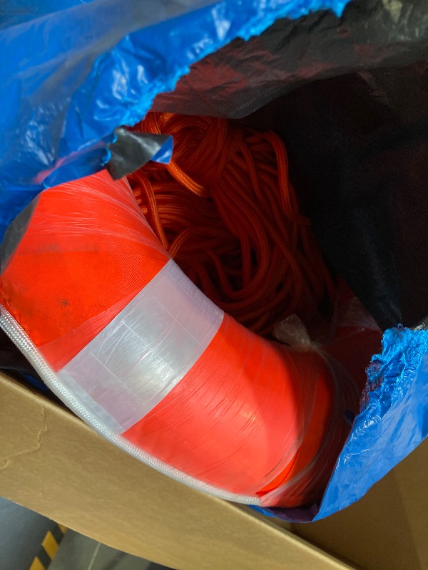 Photo 1 of  20 Inch Life Preserver Ring with Water Floating Lifesaving Rope 98.4FT Set, Swim Foam Buoy Swimming Pool Safety Throwing Ring Rope Rescue Lifeguard Wall Decoration 
