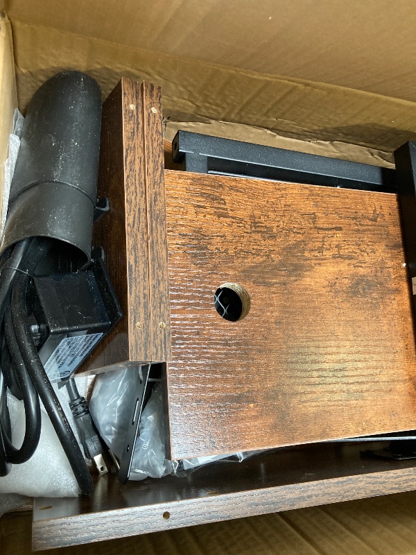Photo 1 of  Colima Lift Top End Table with Charging Station and Wheels, Sofa Side Table with USB Port & AC Outlets, Movable Bedside Nightstand with Side Bag for Office Living Room Bedroom(Rustic Wood) 